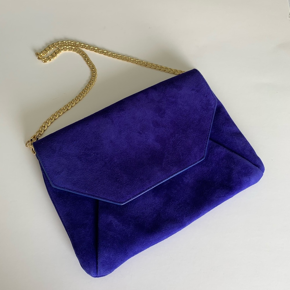 Blue suede evening bag by Ann Taylor